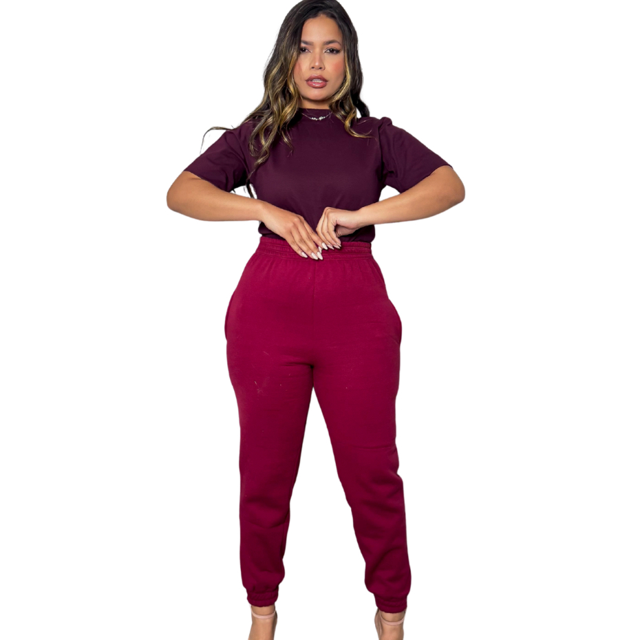 Calça Moletom Feminina Cintura Alta – P M G GG | FRETE GRÁTIS 🔥PROMOÇÃO
