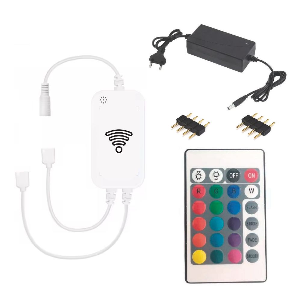 Smart Controlador Controle Inteligente DUAL RGB p/Fita de LED 10 metros Wifi Alexa Google