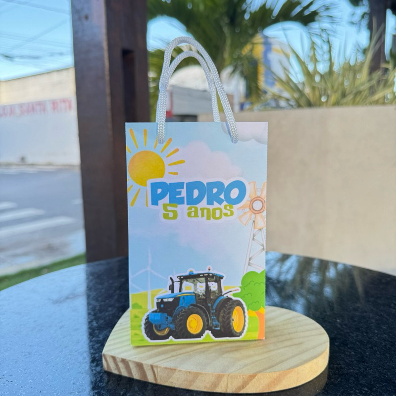 Sacolinha P TRATOR AZUL - Sacolinha Surpresa Lembrancinha para Festa PEGUE E MONTE