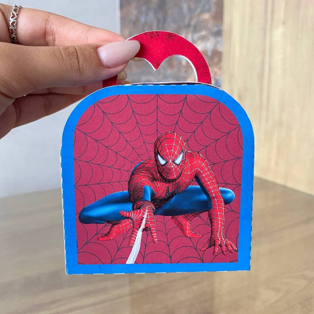 CAIXA MALETINHA HOMEM ARANHA PERSONALIZADO PEGUE E MONTE/ KIT LEMBRANCINHA DE FESTA HOMEM ARANHA