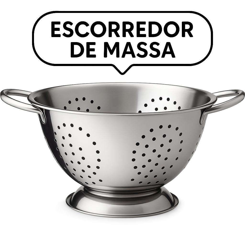 Escorredor De Massas Macarrão Alimentos Em Aço Inox 28cm Lavador de Alimentos Premium Resistente