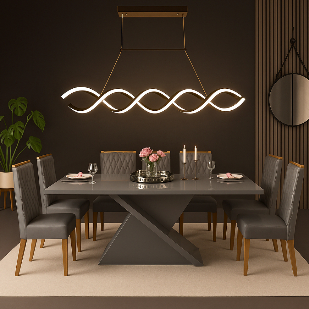 Luminária Pendente Led Espiral Dna Moderno Sala 30w Cor Preto 3 em 1 110v/220v