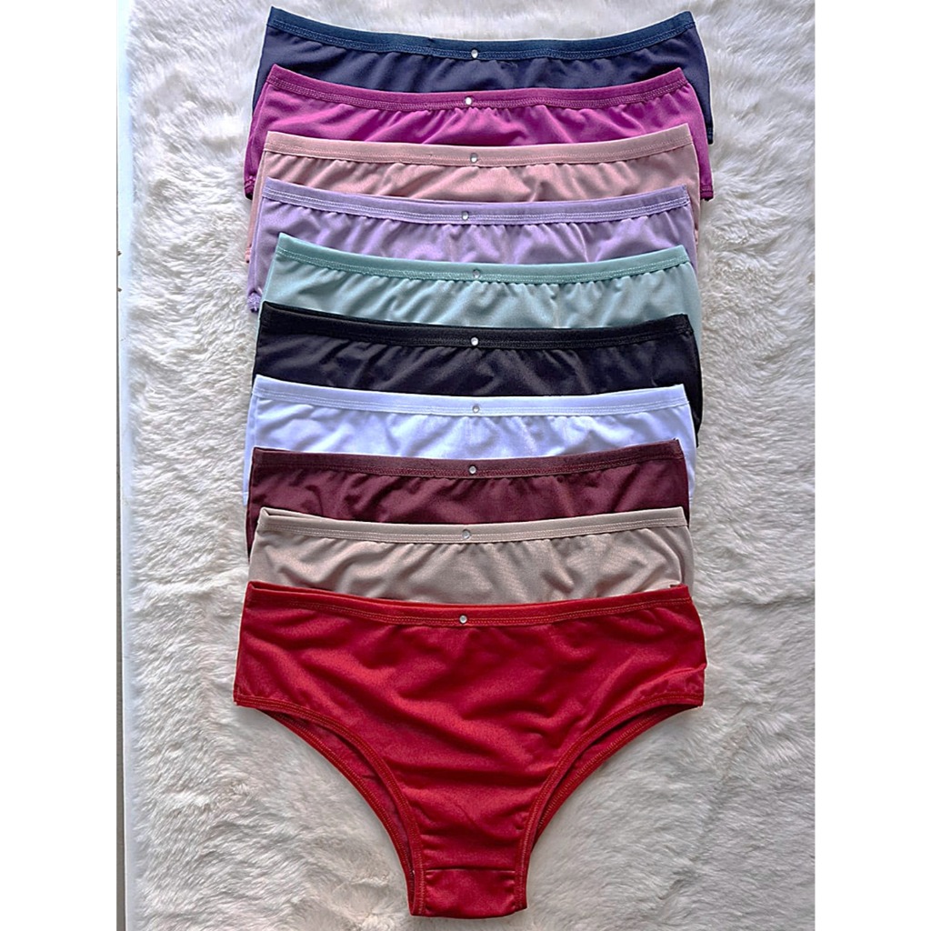Kit 5 Calcinhas Feminina Microfibra Conforto Cintura Média Pedrinha de Strass em Oferta na Shopee