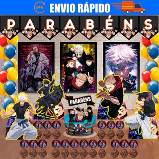 Kit festas Jujutsu Kaisen, Gojo Sukuna Itadori Só um Bolinho decoração de festa, festa em casa, aniversário, Mêsversário