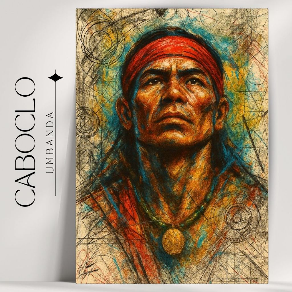 Quadro Decorativo Umbanda Cabloco Umbanda/Candomblé - Coleção Rabiscos - Envio Imediato