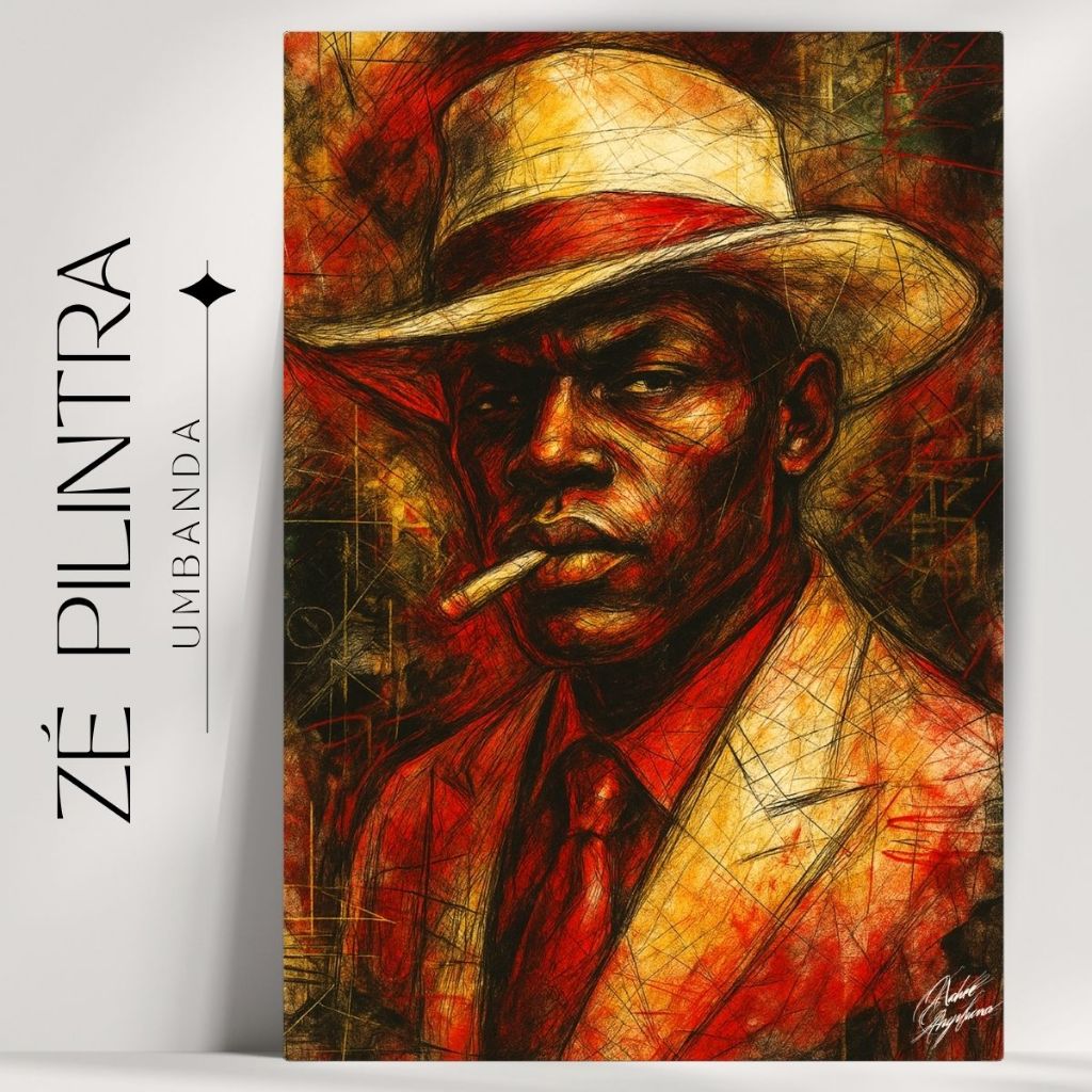 Quadro Decorativo Umbanda Zé Pilintra Umbanda/Candomblé - Coleção Rabiscos - Envio Imediato