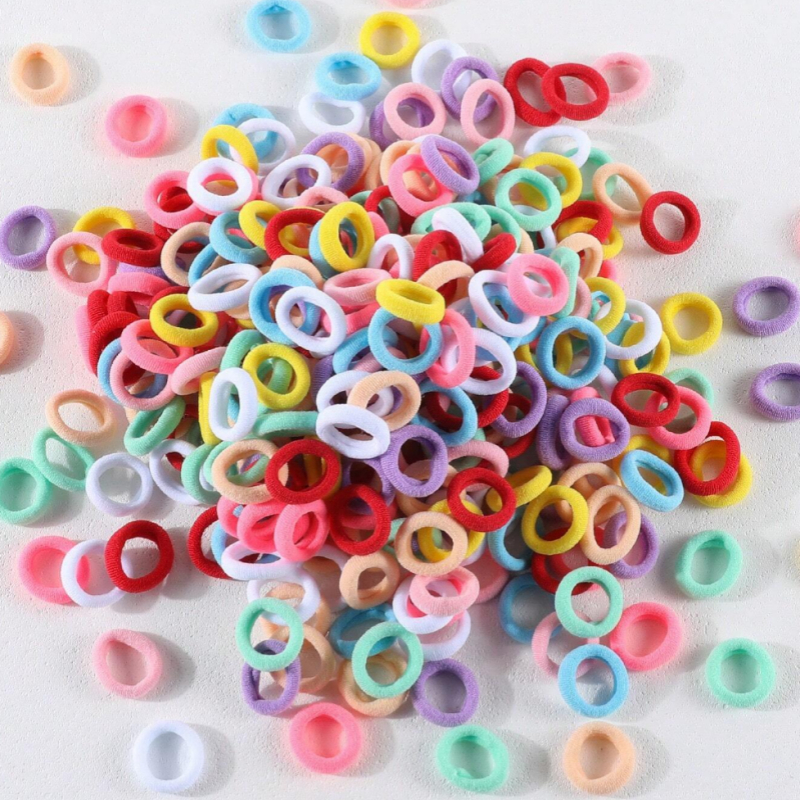 KIT 100 Peças Mini Rabicó Xuxinha De Cabelo Meia De Seda Scrunchies de Cabelo