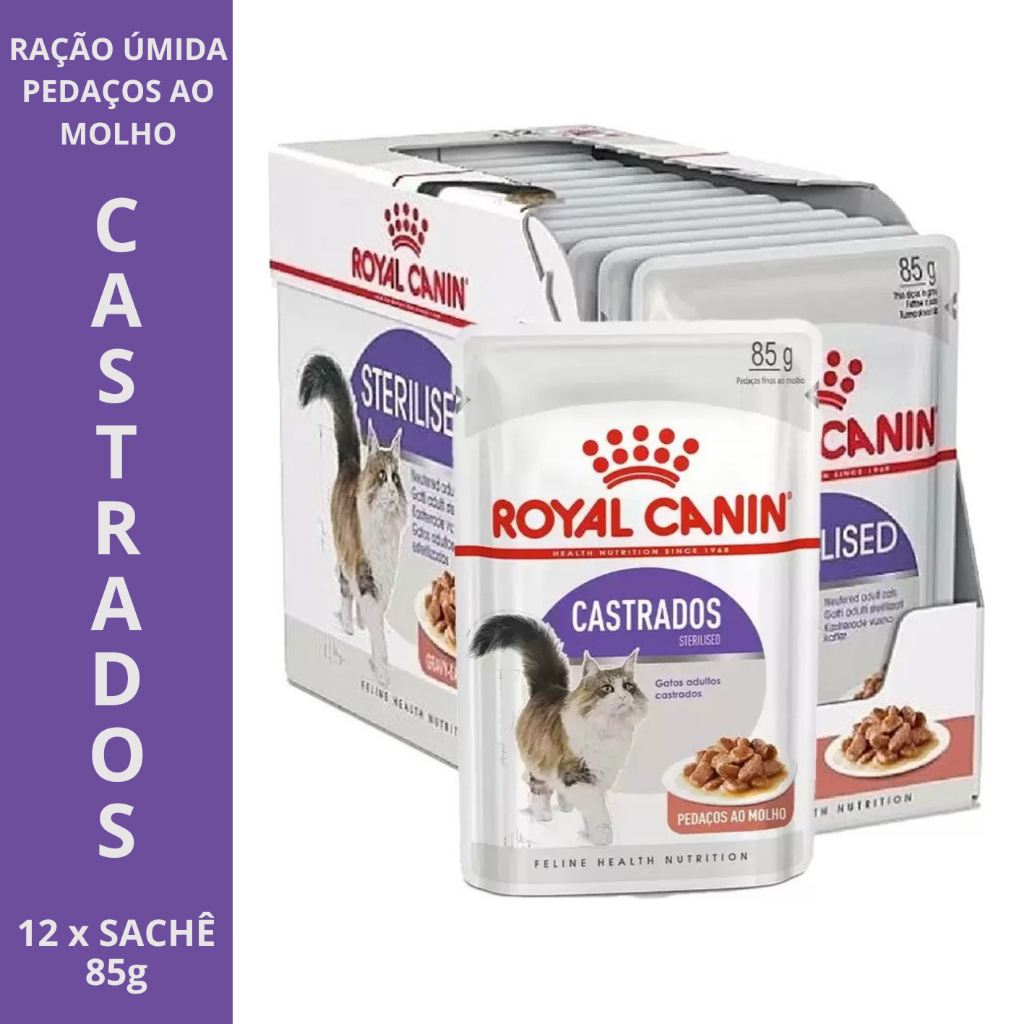 Ração Úmida Sachê Para 🐱Gatos Castrados Sterilised Royal Canin KIT 12X Sachês CAIXA Gatos 85g