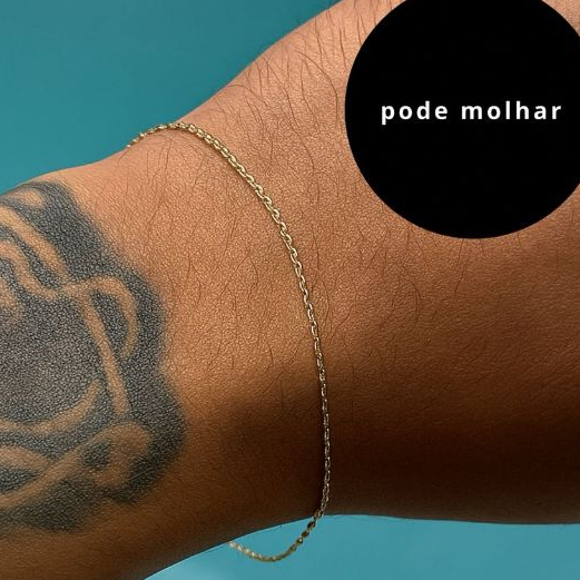Pulseira masculina 1MM modelo quadrado banhado a ouro 18k discreta estilo presente