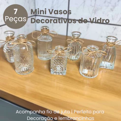Vaso Mini de Vidro Decorativo Jogo 7 peças Envio Imediato - Enfeites Casa Difusor Aromatizador Arranjo de Flores