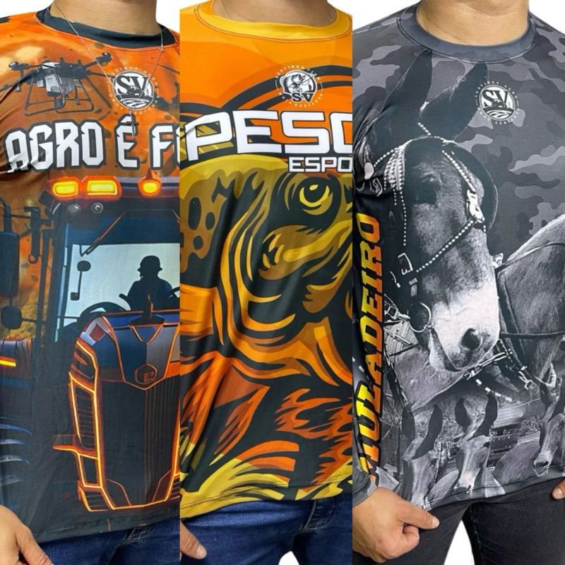 Kit 3 Camisa UV Muladeira Blusa Proteção Solar UV Manga Longa Camisa Proteção Solar Estampas Variaadas