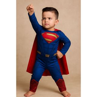 Fantasia Infantil Menino Superman longa com Enchimento e MáscaraLiga da Justiça em Oferta na Shopee