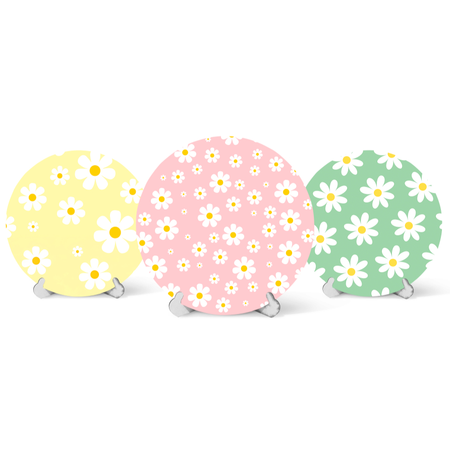 Capa Painel Redondo Mesa Margaridas Sublimado C/ Elástico 50×50Cm em Oferta na Shopee