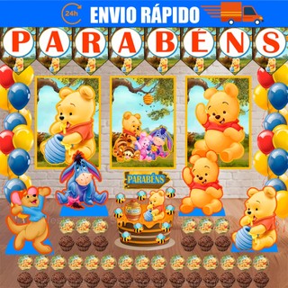 Kit festas Ursinho Pooh, Só um Bolinho decoração de festa, festa em casa, aniversário, Mêsversário