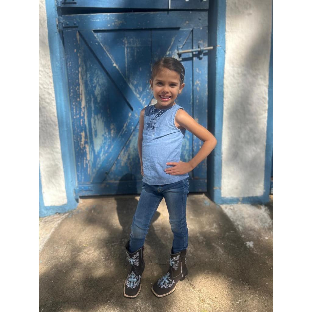 Bota Country Texana Infantil Feminina Rodeio Original Cano Longo