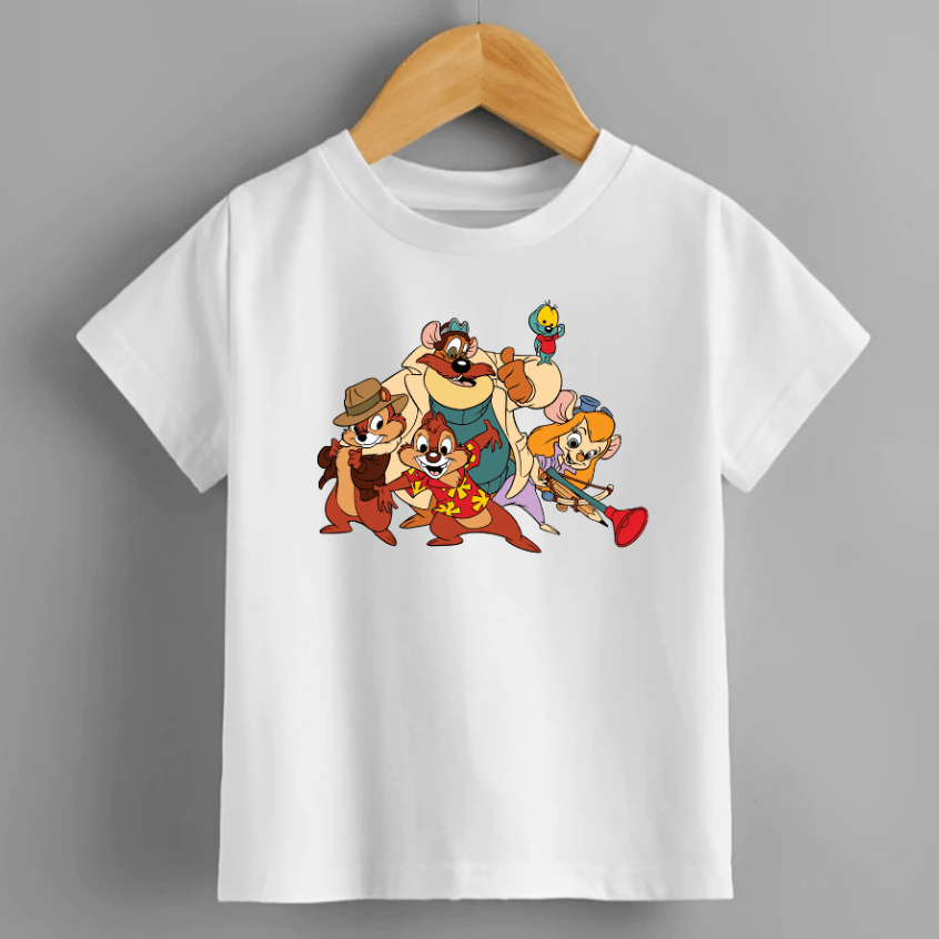 Camiseta Infantil Juvenil unissex -  Tico e Teco -  Estampa Desenho Personalizada -  100% Algodão -  Criança -  Desenho