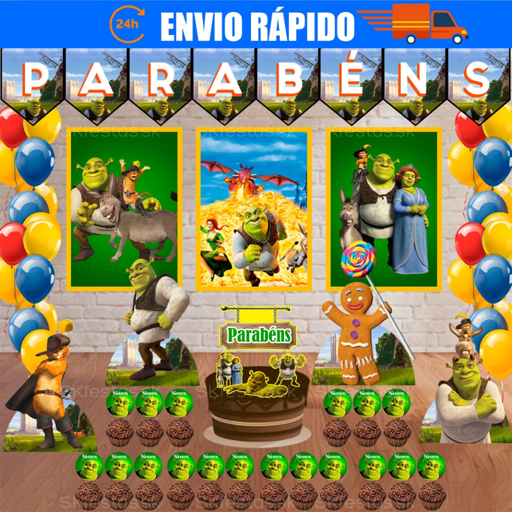 Kit Festa - Shrek - Fiona - Aniversário - Festa - Mêsversário em Oferta na Shopee