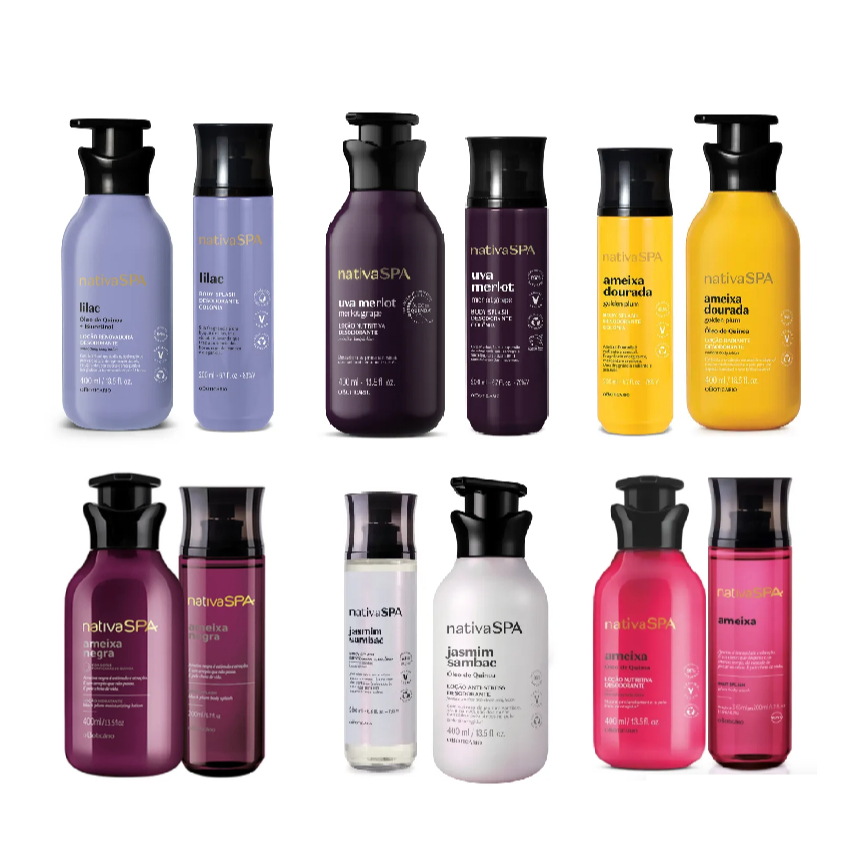 Nativa SPA - Splash + Hidratante - Ameixa, Ameixa Negra, Lilac, Uva Merlot, Jasmim Sambac, Dourada