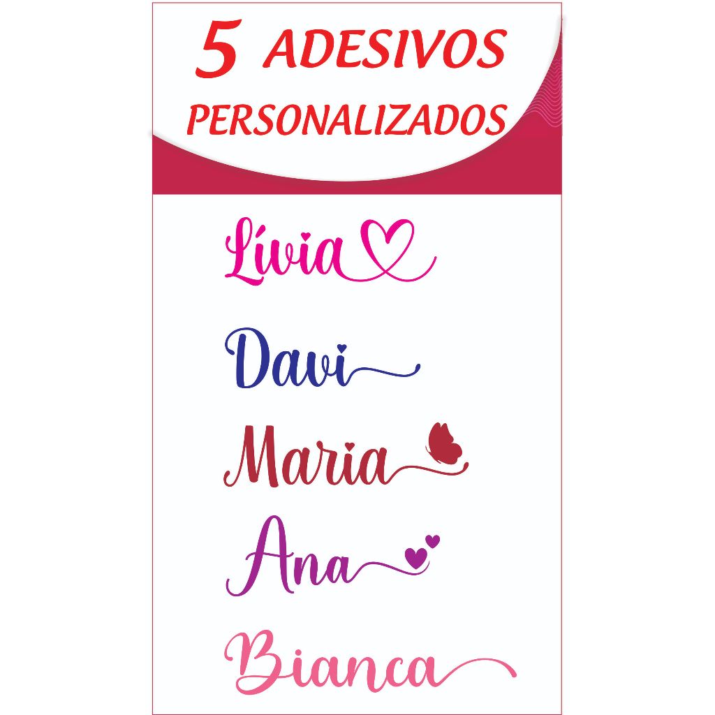 5 unidades Adesivos vinil nomes personalizados em Oferta na Shopee