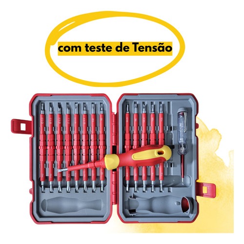 Jogo Chave De Fenda Isolada e Phillips Kit 29 Chave de Precisão Para Eletricista Reparos 1000v