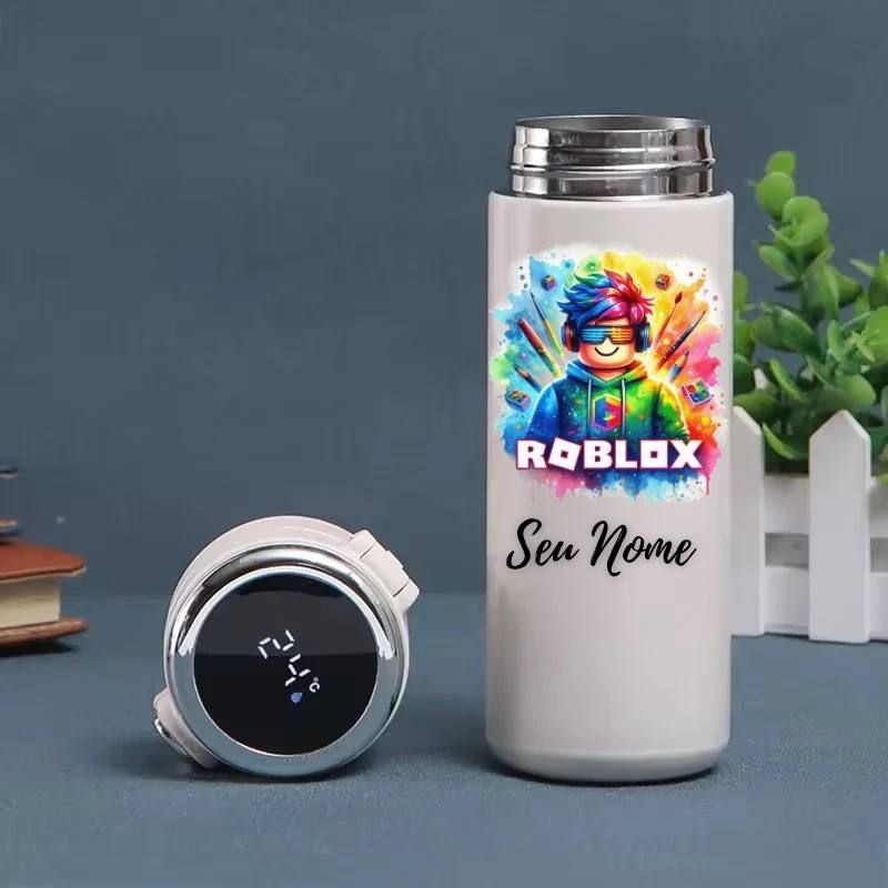 Garrafa Térmica Infantil Roblox e Minecraft Personalizada com Nome – Display Digital LED 420ml Inox em Oferta na Shopee