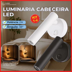 Luminária Arandela para Cabeceira Led 2W Recarregável Luz Quente Ajustável Bivolt