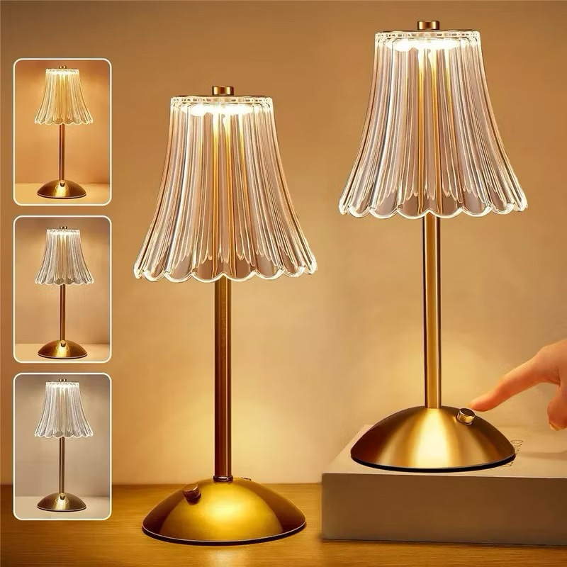 Luminária Abajur de mesa Com 3 cores LED Regulável Recarregável-0979