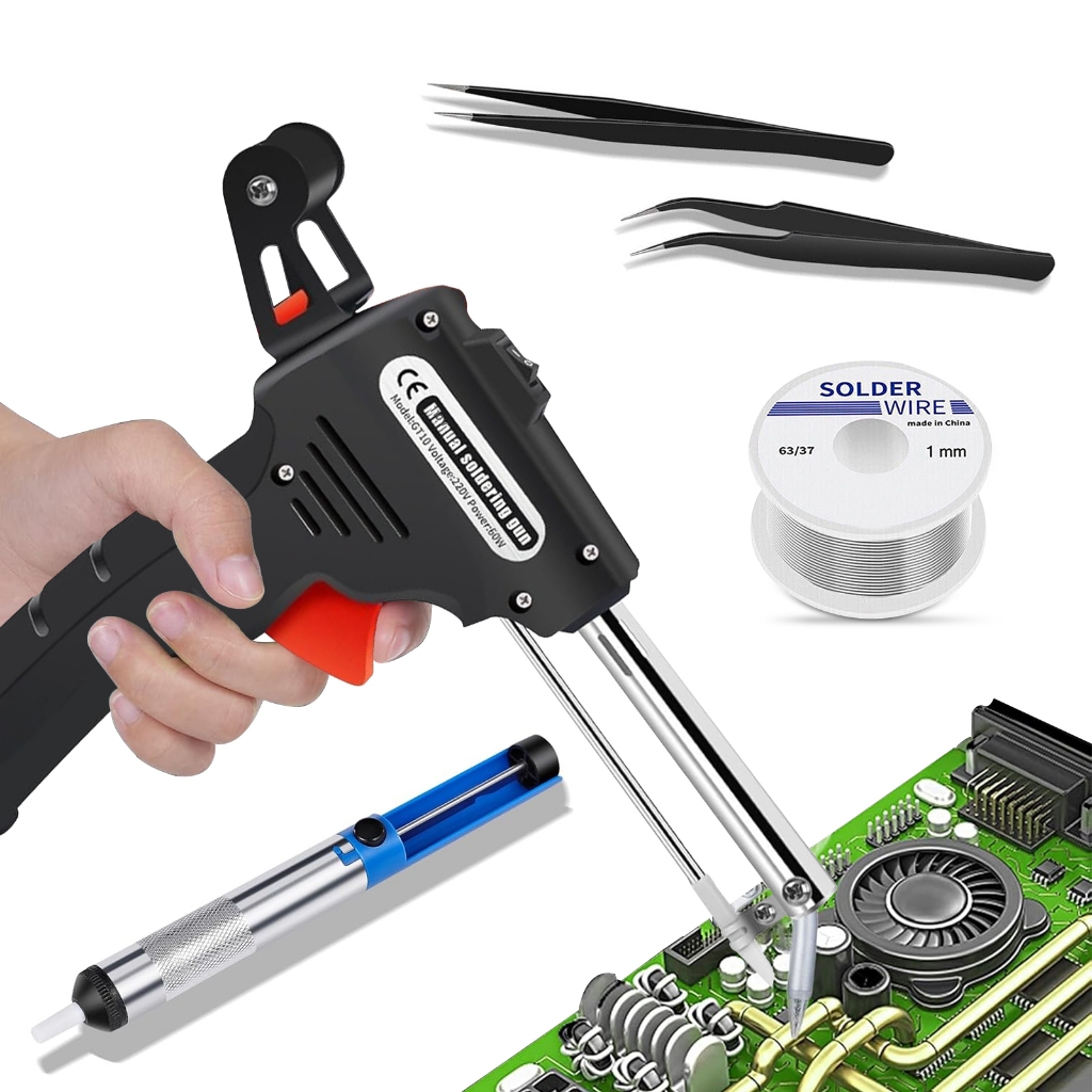 110V Ou 220V 60W aquecimento interno com plugue manual automático de alimentação de estanho pistola de solda