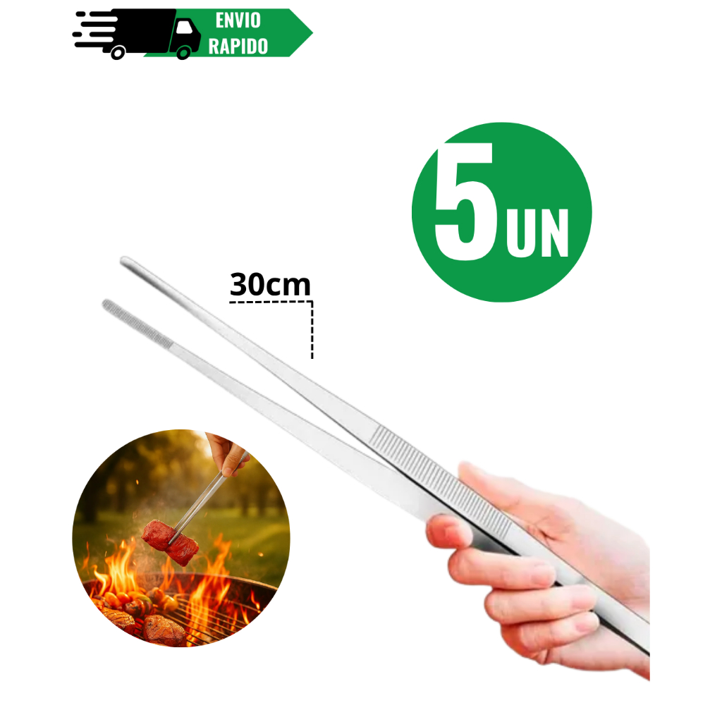 KITs 5 ou 3/2/1 Pinças Culinária Inox 30cm Chef Bar Decoração Profissional Restaurante em Oferta na Shopee