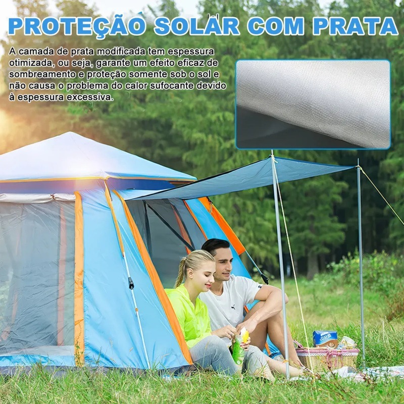 Barraca Camping PortáTil Para Piquenique Ar Livre Acampamento à Prova De Chuva 215x215x145cmcm 4-5pessoa Grande