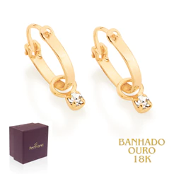 Brinco Argola Rommanel Infantil Com Cristal Banhado A Ouro 18k 522959
