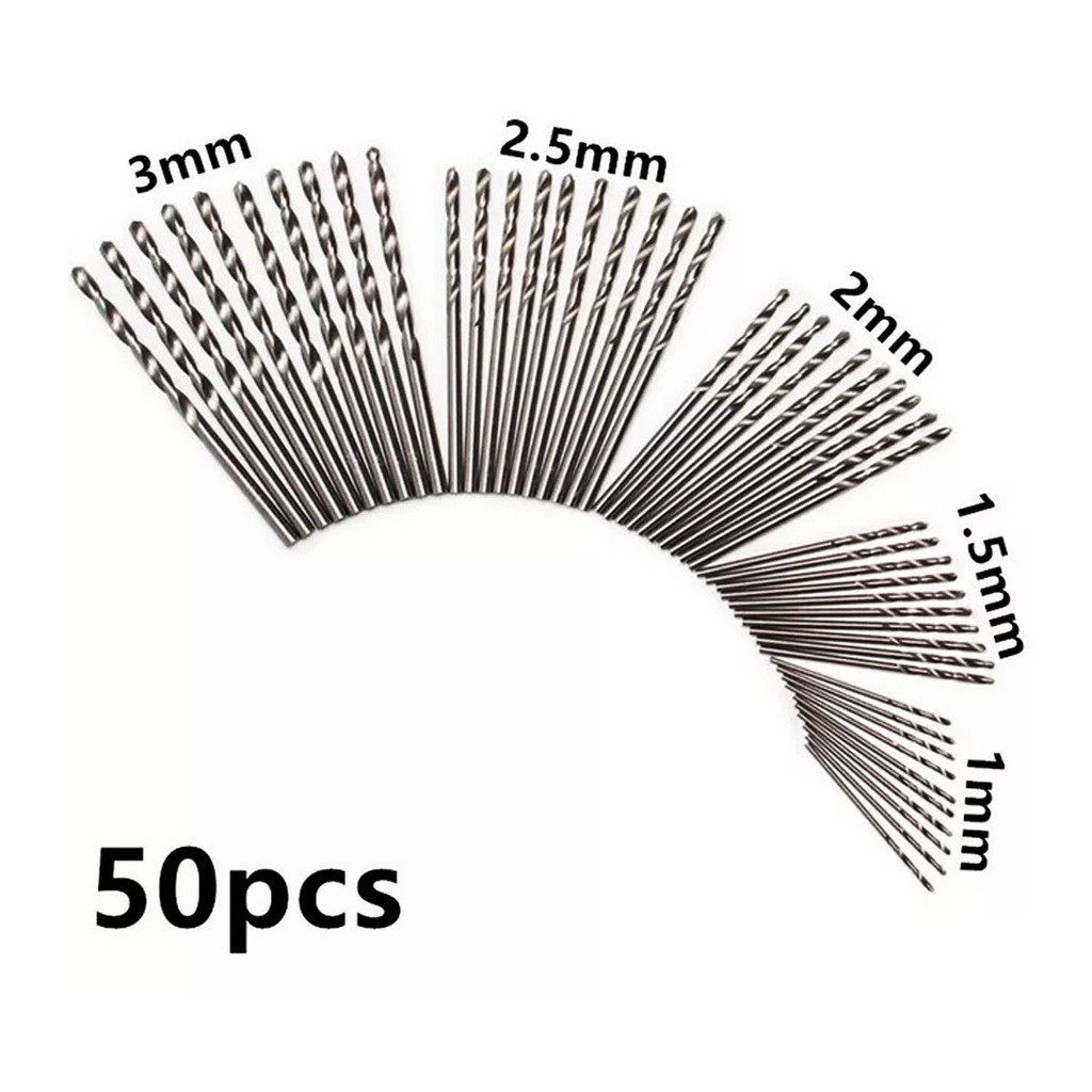 Jogo Kit 50 Brocas Aço Rapido 1mm 1,5mm 2mm 2,5mm 3mm (50pç)