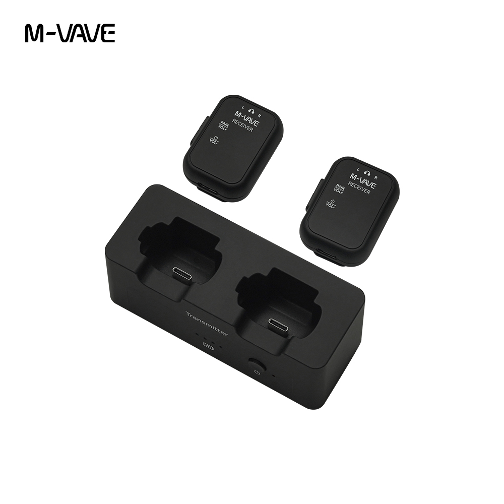 M-VAVE WP-12 Sistema de monitor de auscultadores sem fios 2.4G, transmissor recarregável, 2 receptores com botão de em Oferta na Shopee