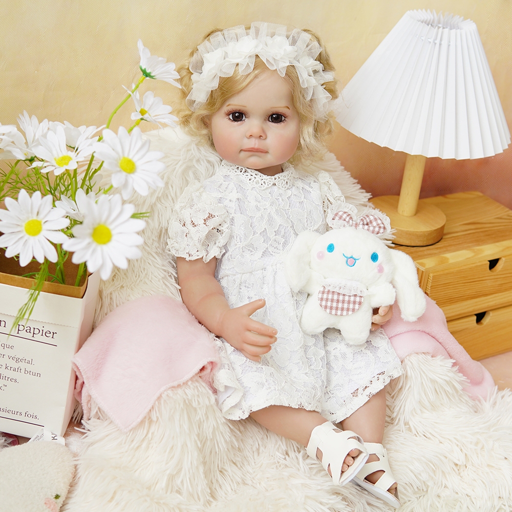 Brastoy Bebê Reborn Boneca Silicone 55cm Menina Olho Castanho - Mom & Baby