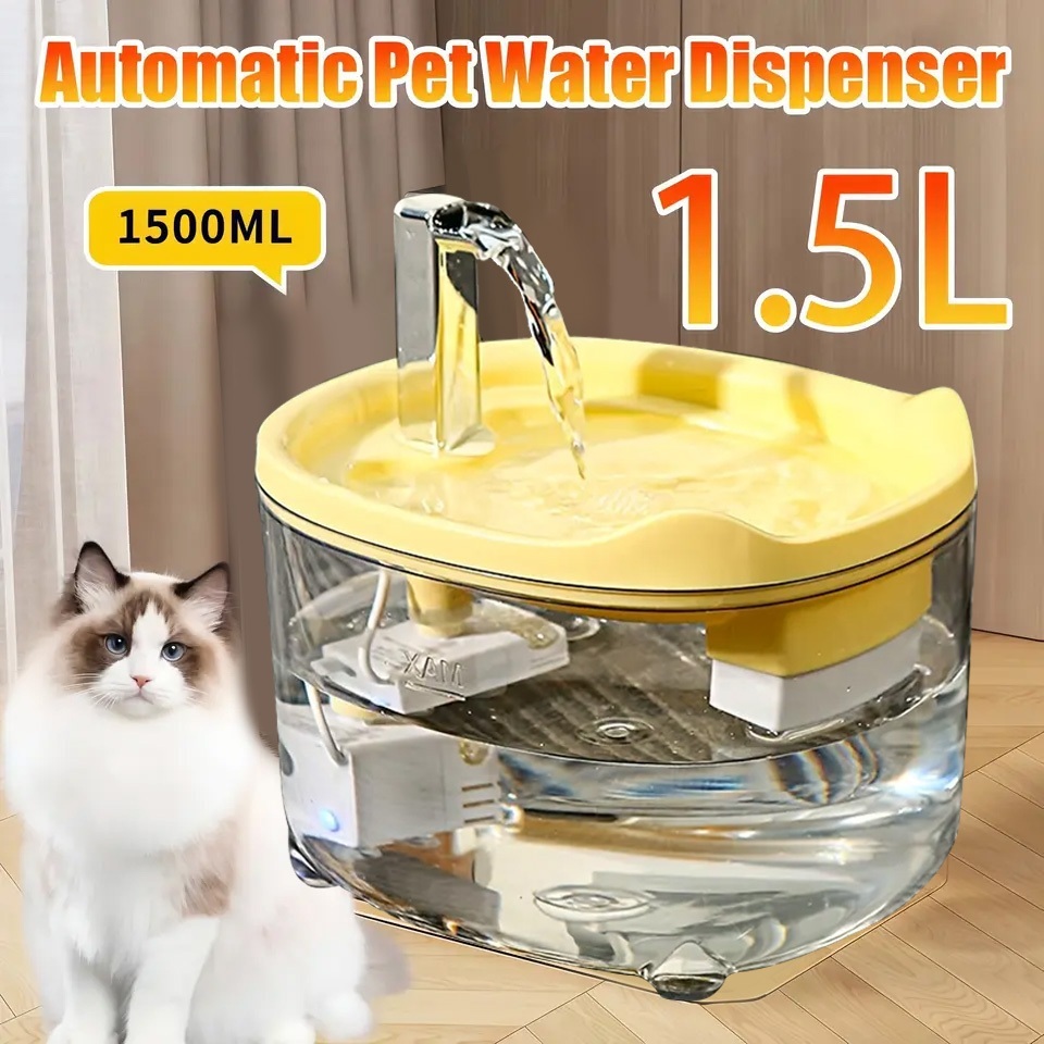 Bebedouro Automático para Gatos e Cães: Circulação de Água com Filtro de 1,5 Litro e Base Segura em Oferta na Shopee