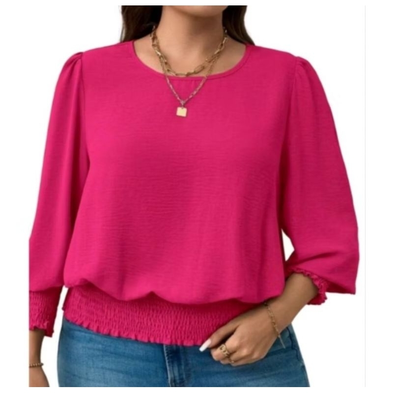 Camisa feminina Decote redondo PLUS SIZE em Oferta na Shopee