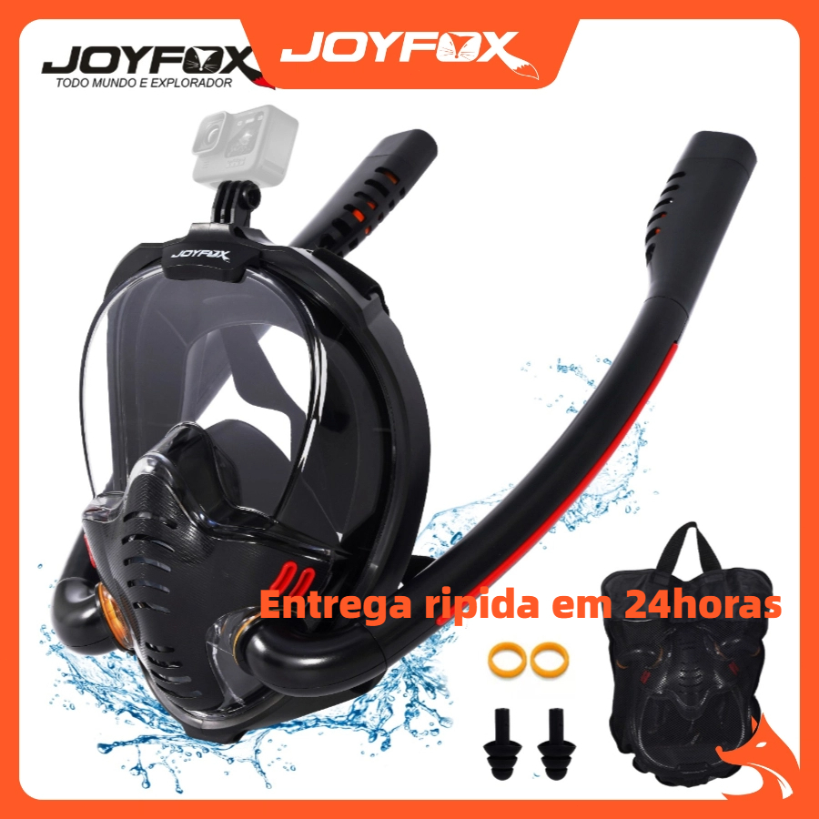 JOYFOX Máscara De Mergulho Dupla Tubo De Silicone Full Dry Adultos Face Snorkelling - Sports & Outdoors