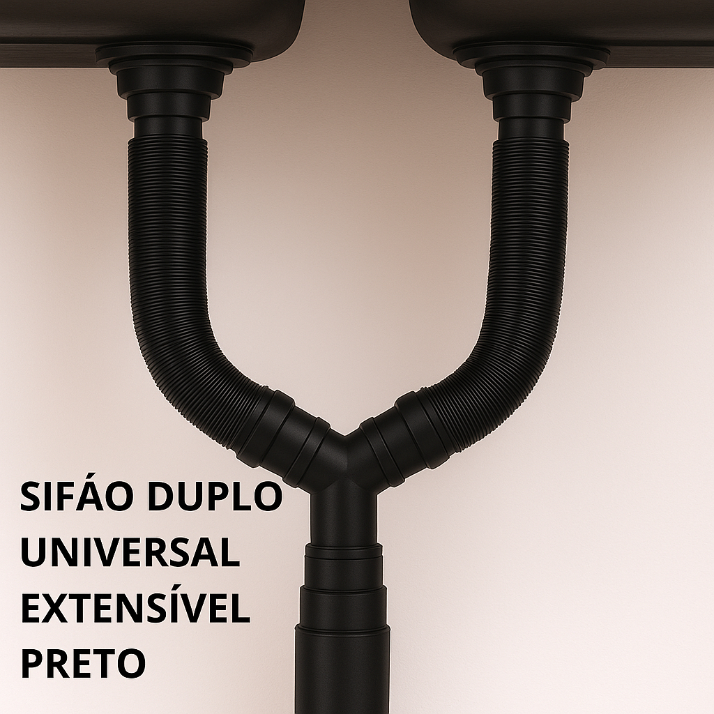 Sifão Duplo Universal Extensível Preto Flexível o tubo extensível em Oferta na Shopee