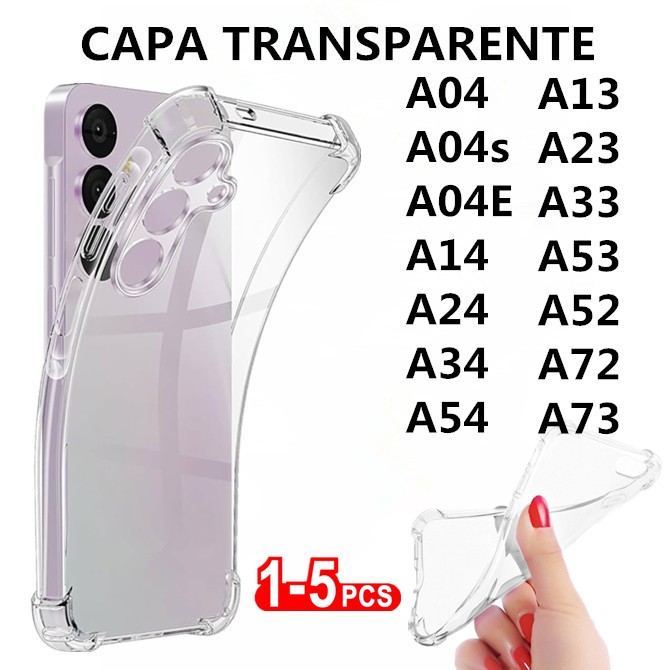 Capa protetora de espaço transparente para Samsung Galaxy A04/A04s/A04E/A14 /A24/A34/A54/A13/A23/A33/A53/A52/ A72/A73