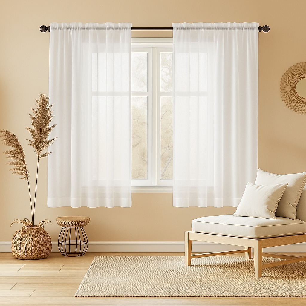 Cortina Linho Voil Flame Passante 3m Largura Várias Alturas Sala Quarto Elegante