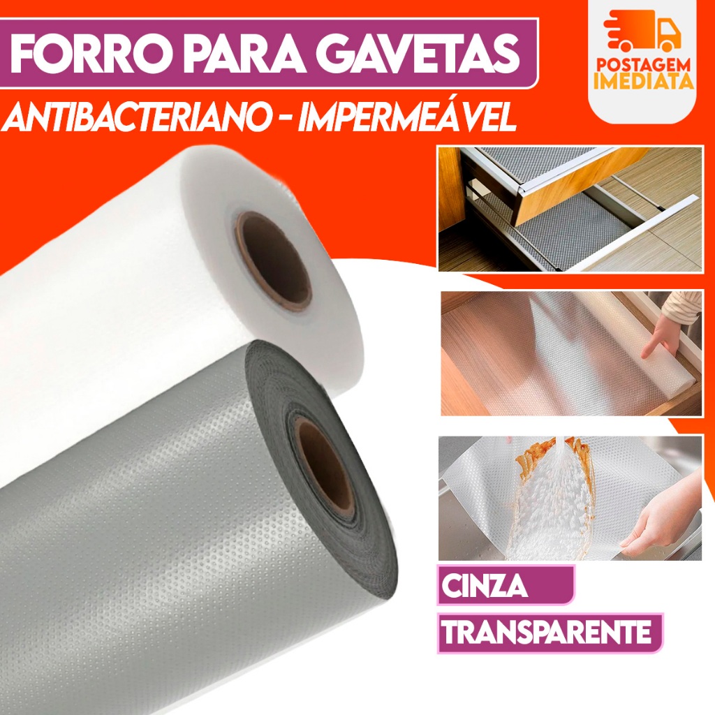 Forro para Armário de Cozinha Gavetas Protetor Antiderrapante Rolo 50cm x 50cm