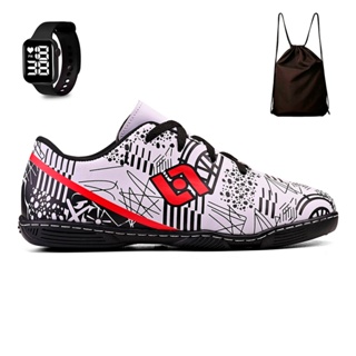 Kit Chuteira Masculina Indoor Quadra Futebol Salao Costurada + Mochila e Relogio em Oferta na Shopee