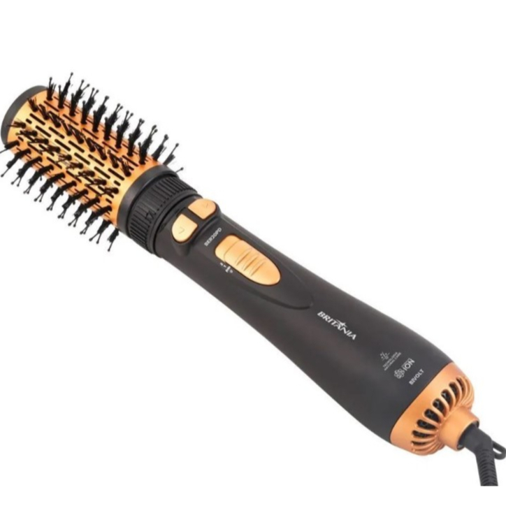 Escova Secadora Alisadora Rotativa Britânia Ber20pd Com 3 Temperaturas Modeladora Bivolt