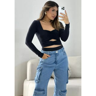 Body Manga Longa Fashion Blogueira Moda em Oferta na Shopee