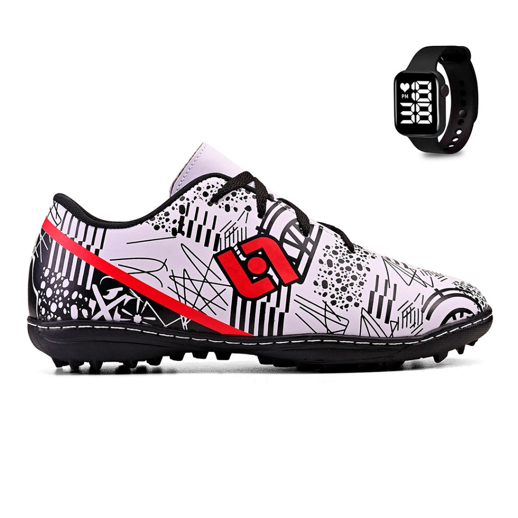 Kit Chuteira Masculina Society Campo Sintetico Futebol Costurada + Relogio em Oferta na Shopee