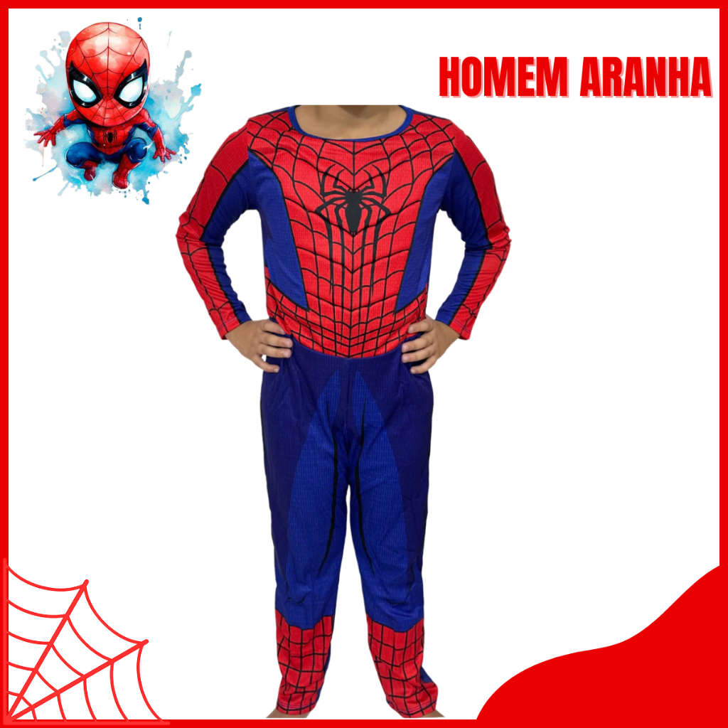 Fantasia Infantil Homem Aranha Longo C/enchimento Super Herói