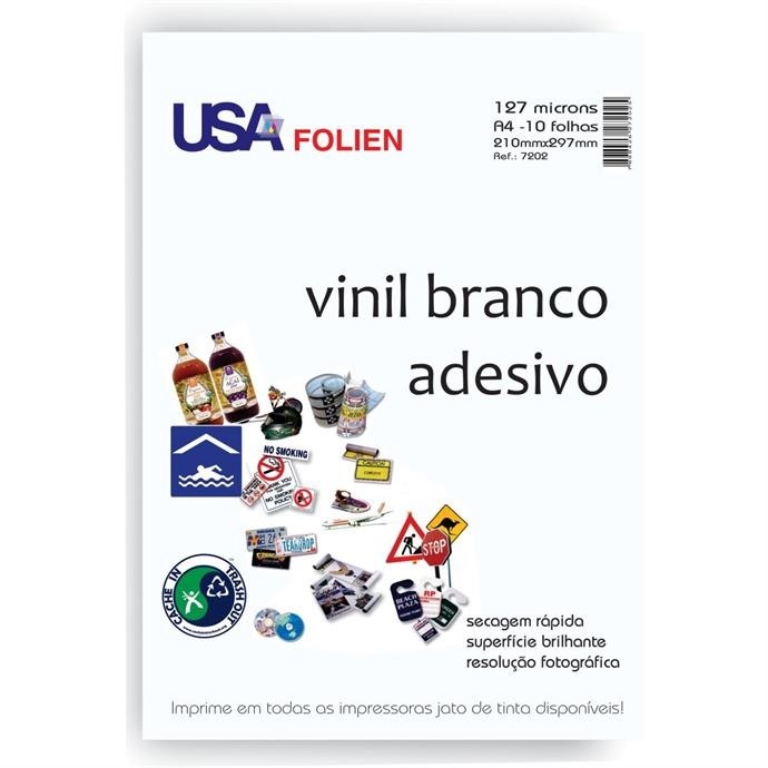 Papel Fotográfico Inkjet A4 Vinil Adesivo Branco - Usa Folien