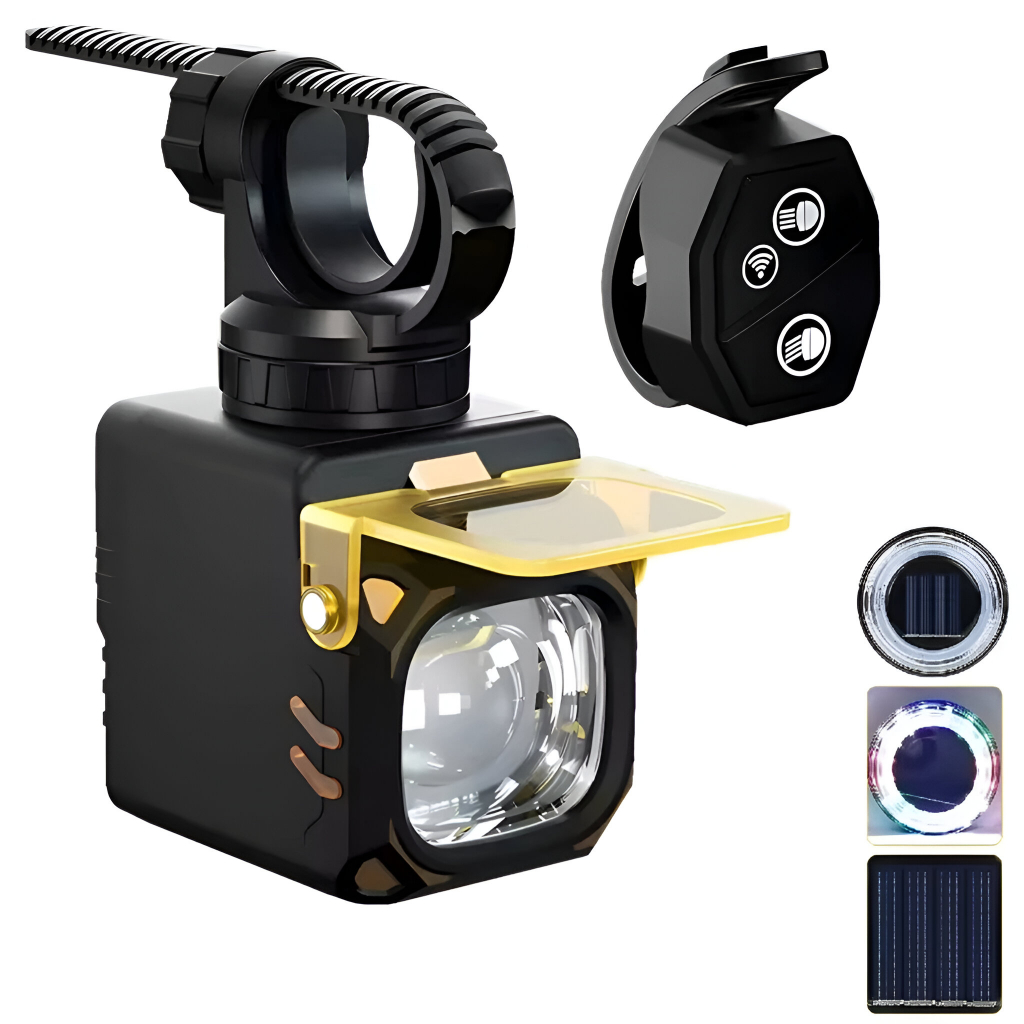 Kit Farol Lanterna Traseira Q5 Recarregável USB Bike Lente Amarela Encaixe Go pro Farol Bicicleta