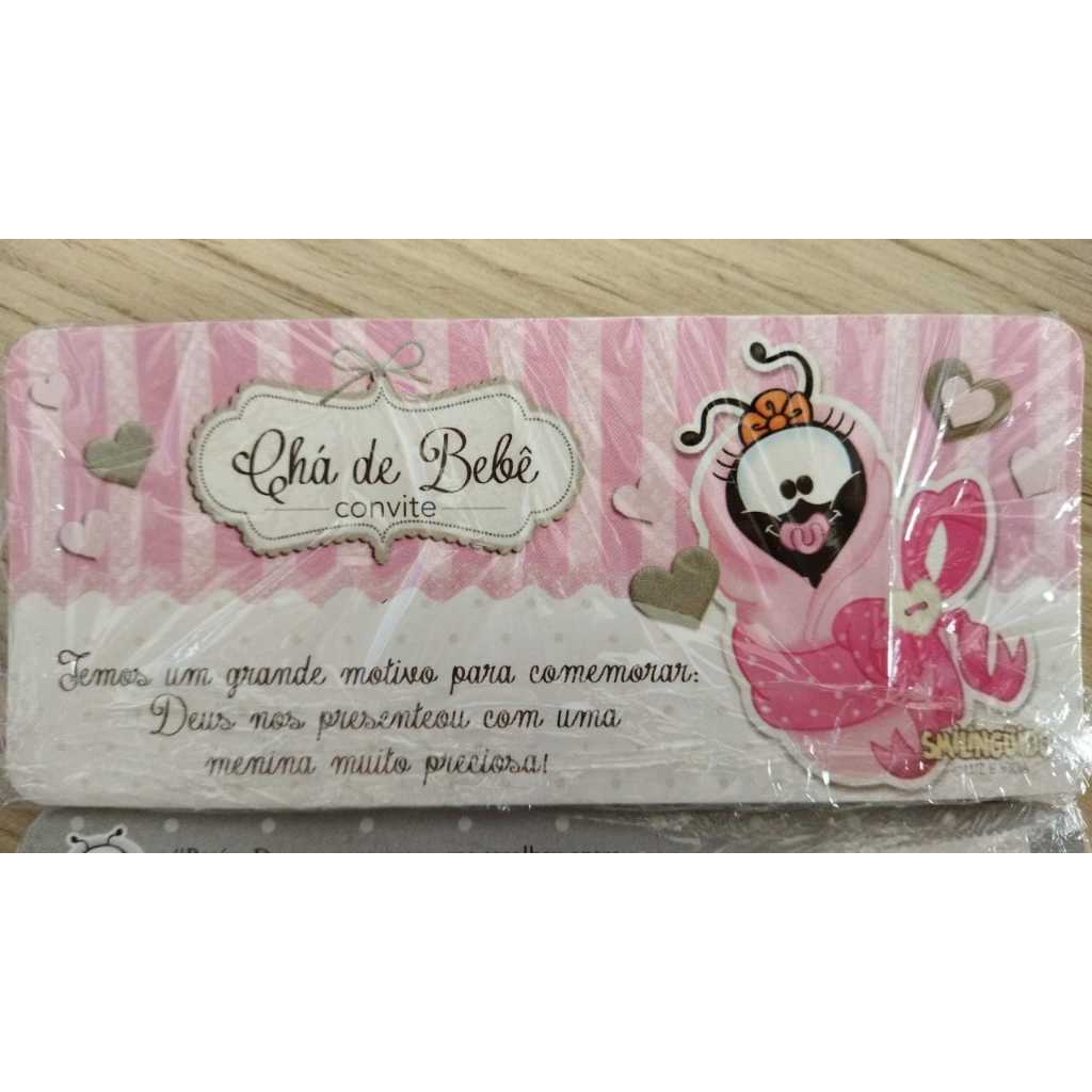 MODELO 06 - Kit com 20 unid. - Convite Chá de Bebê Menina do Smilinguido