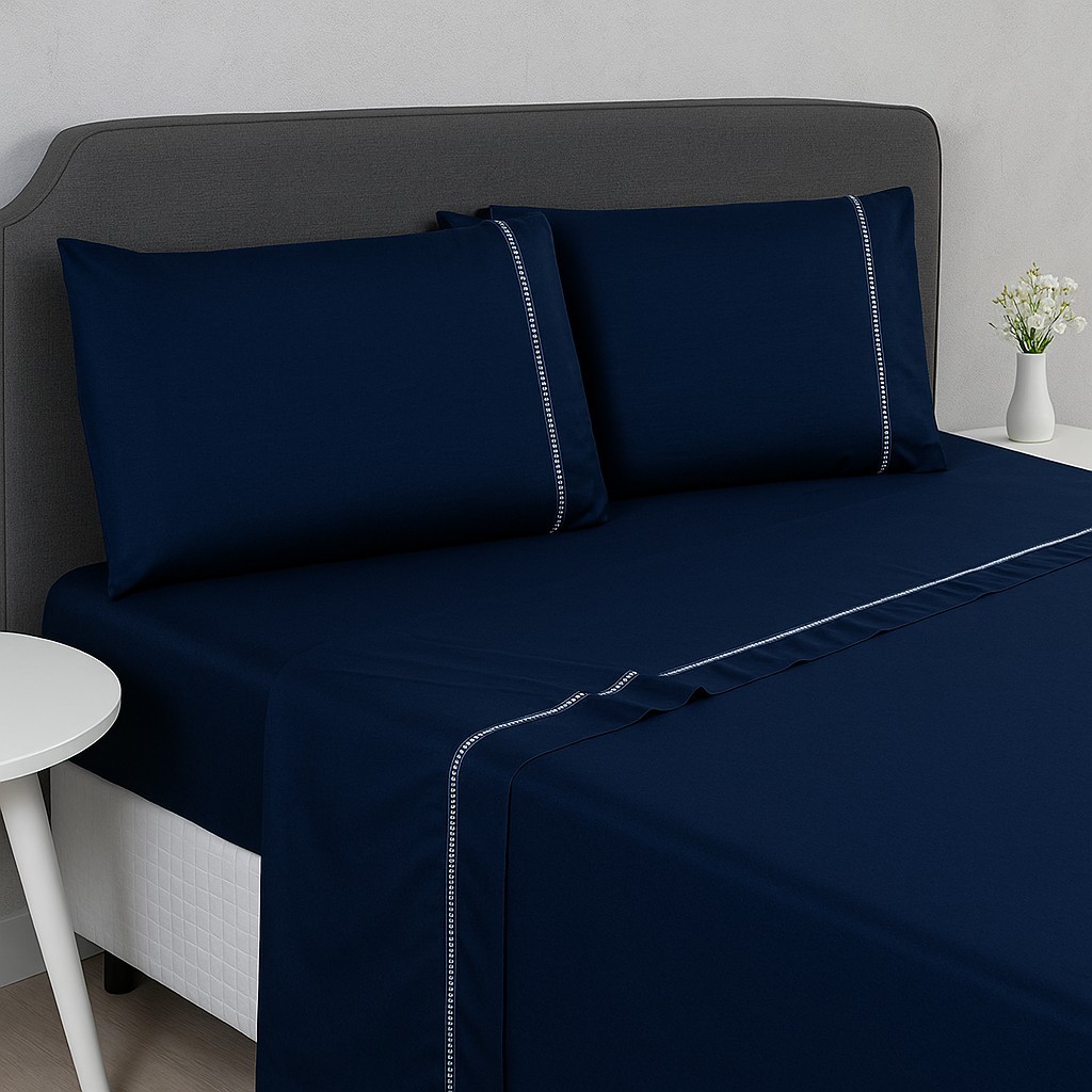 Kit Jogo de Lençol 4 Peças Ponto Palito 400 Fios Macio Lençol Solteiro Casal Padrão Queen King Size